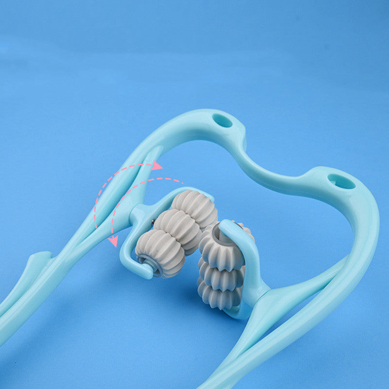 6-Roller Cervical Neck Massager with Natural Jade Scraping Board