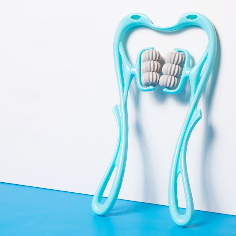 6-Roller Cervical Neck Massager with Natural Jade Scraping Board